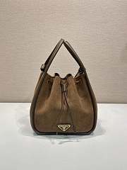 Prada Darling Suede Mini Bucket Bag Brown 1BE087 - 22x21x10.5cm - 6