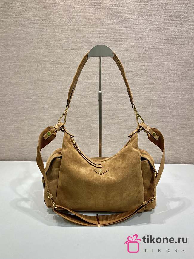 Prada Explore Suede Bag Brown 1BC264 - 32x22x11.5cm - 1