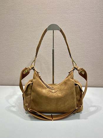 Prada Explore Suede Bag Brown 1BC264 - 32x22x11.5cm