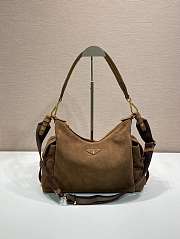 Prada Explore Suede Bag Dark Brown 1BC264 - 32x22x11.5cm - 1