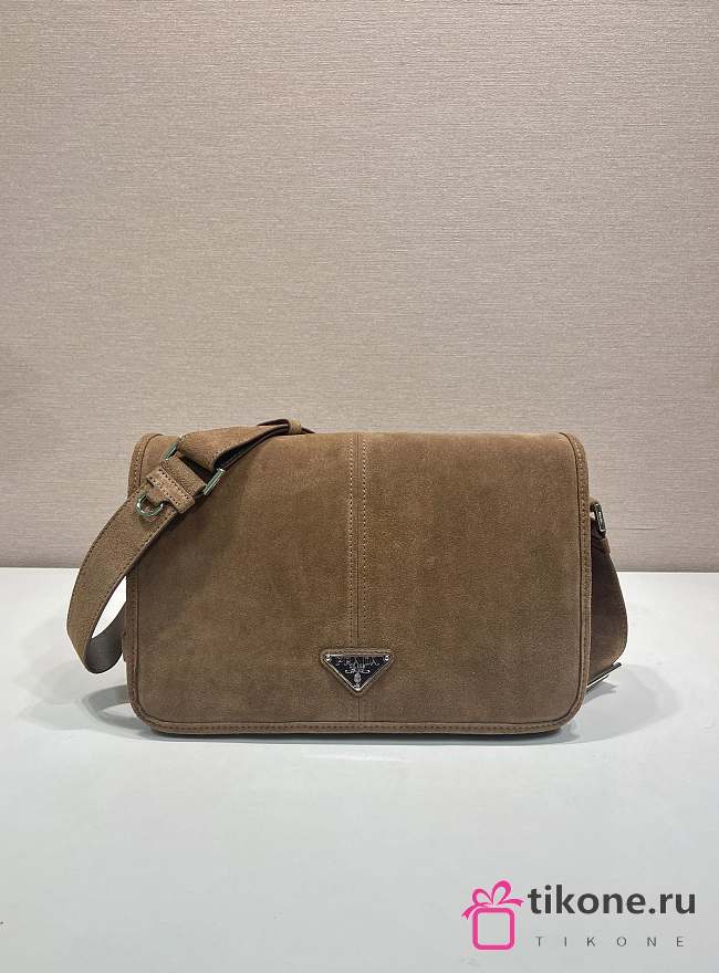 Prada Suede Shoulder Bag Brown 2VD073 - 30x20x11cm - 1