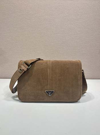 Prada Suede Shoulder Bag Brown 2VD073 - 30x20x11cm