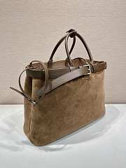 Prada Large Buckle Suede Bag With Belt Brown 1BG126 - 37.5x27.5x14cm - 6