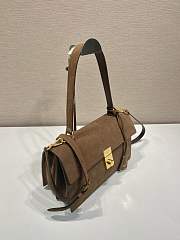Prada Soft Sound Medium Suede Shoulder Bag Brown 1BN023 - 28x16x10cm - 5