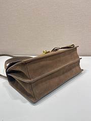Prada Soft Sound Medium Suede Shoulder Bag Brown 1BN023 - 28x16x10cm - 4