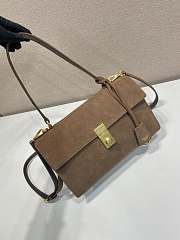 Prada Soft Sound Medium Suede Shoulder Bag Brown 1BN023 - 28x16x10cm - 3