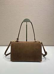 Prada Soft Sound Medium Suede Shoulder Bag Brown 1BN023 - 28x16x10cm - 2