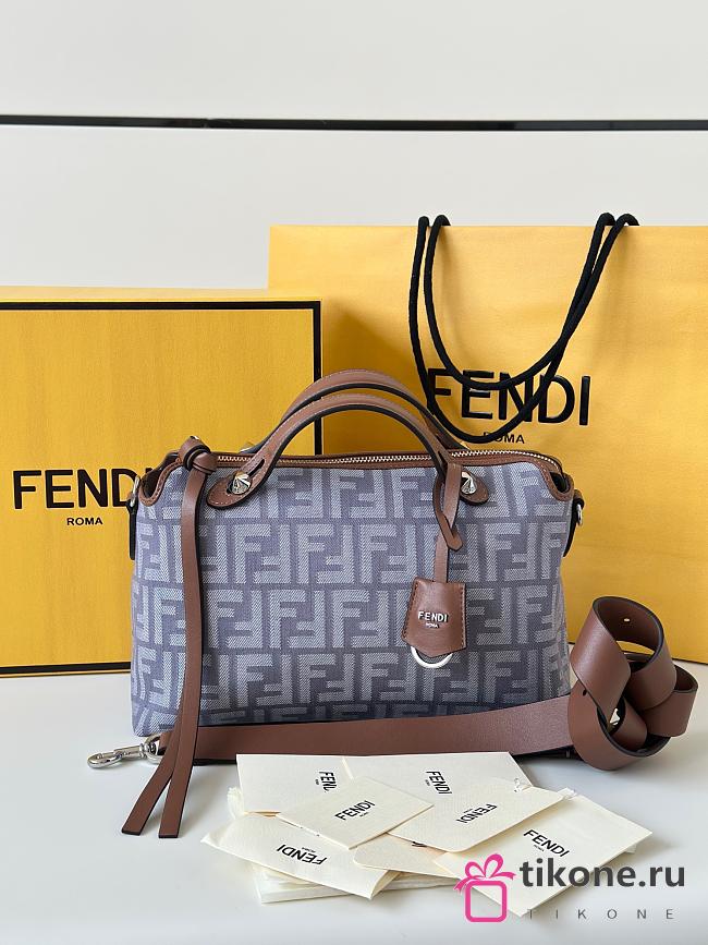 By The Way Soft Medium Blue Denim Effect FF Jacquard Mini Bag - 29x13x17cm - 1
