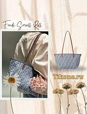 Fendi Small Roll Blue Denim-Effect FF Jacquard Reversible Shopper - 23x19.5x15cm - 1