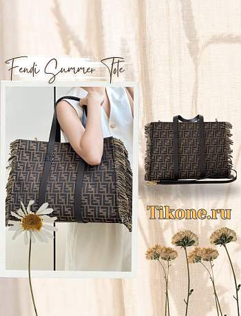Fendi Summer Tote Fabric Brown - 37x29x16cm
