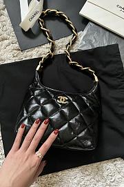 Chanel Small Hobo Bag Shiny Lambskin & Gold Tone Metal Black - 22.5x19.5x8.5cm - 6