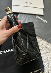 Chanel Small Hobo Bag Shiny Lambskin & Gold Tone Metal Black - 22.5x19.5x8.5cm - 5