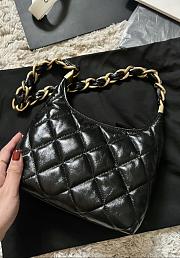 Chanel Small Hobo Bag Shiny Lambskin & Gold Tone Metal Black - 22.5x19.5x8.5cm - 4