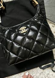 Chanel Small Hobo Bag Shiny Lambskin & Gold Tone Metal Black - 22.5x19.5x8.5cm - 2