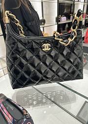Chanel Hobo Bag Shiny Lambskin & Gold Tone Metal Black - 24x26x9.5cm - 3