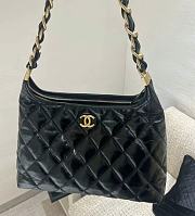 Chanel Hobo Bag Shiny Lambskin & Gold Tone Metal Black - 24x26x9.5cm - 4