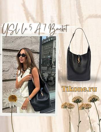 YSL Le 5 À 7 Leather Bucket Bag In Black - 26x31.5x15cm