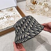 Dior Oblique Bucket Hat Navy Blue and Beige Blended Cotton Jacquard - 5