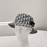 Dior Oblique Bucket Hat Navy Blue and Beige Blended Cotton Jacquard 20196 - 6