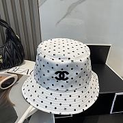 Chanel Polka Dot Logo Bucket Hat White - 1