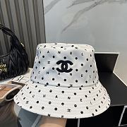 Chanel Polka Dot Logo Bucket Hat White - 5