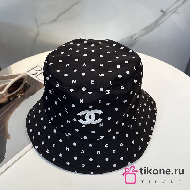 Chanel Polka Dot Logo Bucket Hat Black  - 1