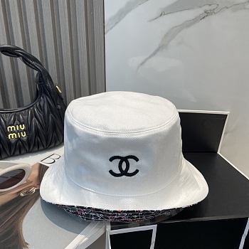 Chanel Reversible Logo Bucket Hat White