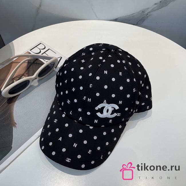 Chanel Polka Dot Logo Baseball Cap Black - 1