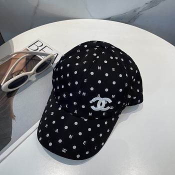 Chanel Polka Dot Logo Baseball Cap Black