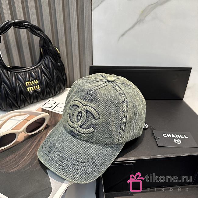 Chanel Denim Logo Baseball Cap Blue - 1