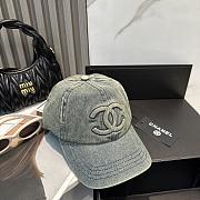 Chanel Denim Logo Baseball Cap Blue - 3