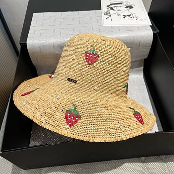 Gucci Strawberry Raffia Bucket Hat