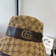 Gucci GG Canvas Bucket Hat with Leather Trim and Interlocking Logo - 3