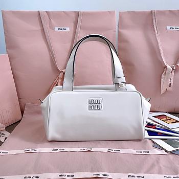 Miumiu White Leather Top-handle Bag 5BB182 - 28x15x13cm