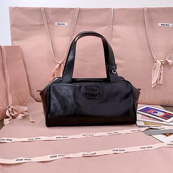 Miumiu Black Leather Top-handle Bag 5BB182 - 28x15x13cm