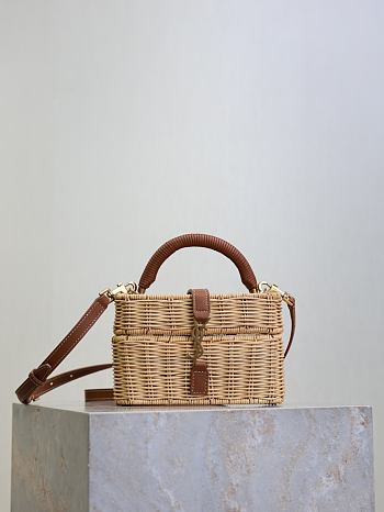 YSL Vanity Bag in Raffia Wicker - 18×11×6.5cm