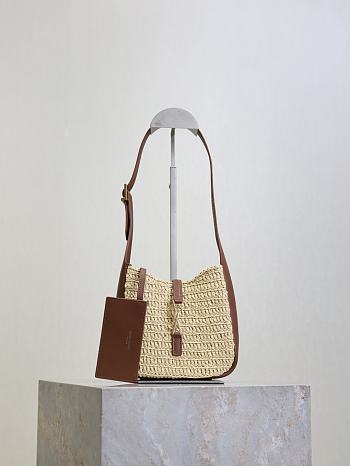 YSL Le 5 À 7 Supple Baby in Raffia Beige - 16×15×7cm