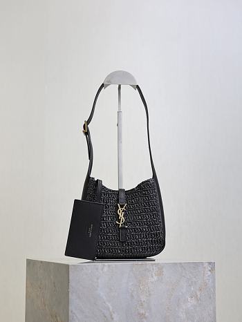 YSL Le 5 À 7 Supple Baby in Raffia Black - 16×15×7cm