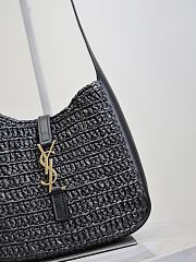 YSL Le 5 À 7 Supple Baby in Raffia Black - 16×15×7cm - 2