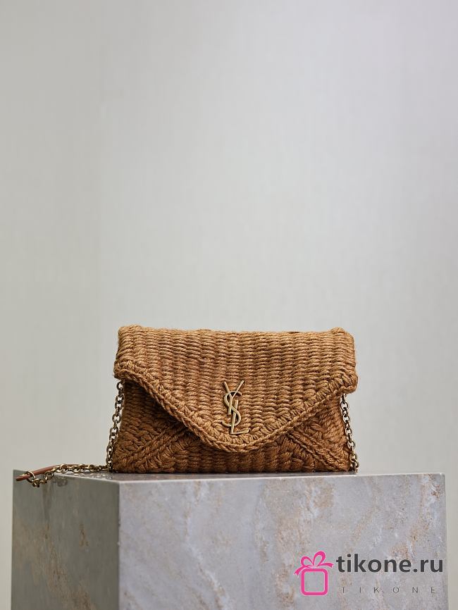 YSL Cassandre Chain Puch In Cord and Leather - 19×12×3cm - 1