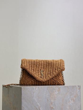 YSL Cassandre Chain Puch In Cord and Leather - 19×12×3cm