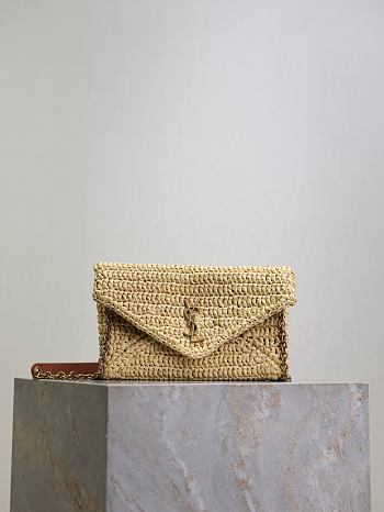 YSL Cassandre Chain Pouch In Beige and Leather - 19×12×3cm