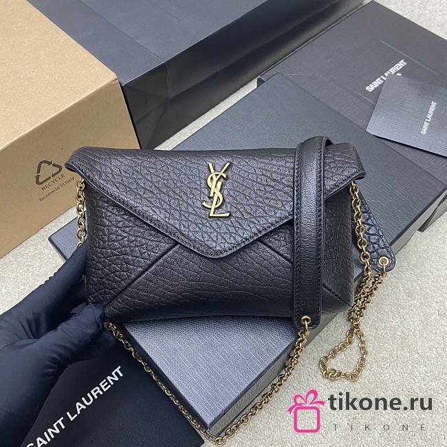 YSL Cassandre Chain Pouch In Lambskin Black - 19x12×3cm - 1