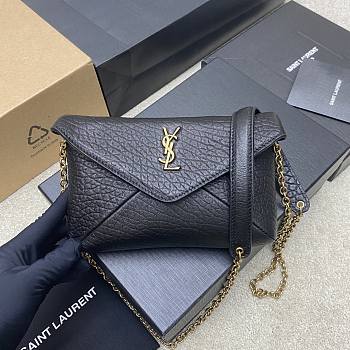 YSL Cassandre Chain Pouch In Lambskin Black - 19x12×3cm