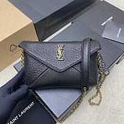 YSL Cassandre Chain Pouch In Lambskin Black - 19x12×3cm - 3