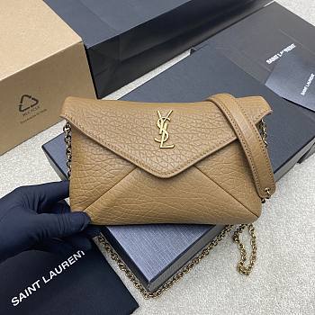 YSL Cassandre Chain Pouch In Lambskin Beige - 19x12×3cm