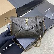 YSL Cassandre Chain Pouch In Lambskin Khaki - 19x12×3cm - 6