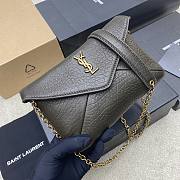YSL Cassandre Chain Pouch In Lambskin Khaki - 19x12×3cm - 4