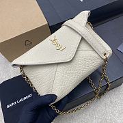 YSL Cassandre Chain Pouch In Lambskin White - 19x12×3cm - 2
