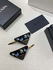 Prada Floral Print Hair Clips Black (set of two)  - 5
